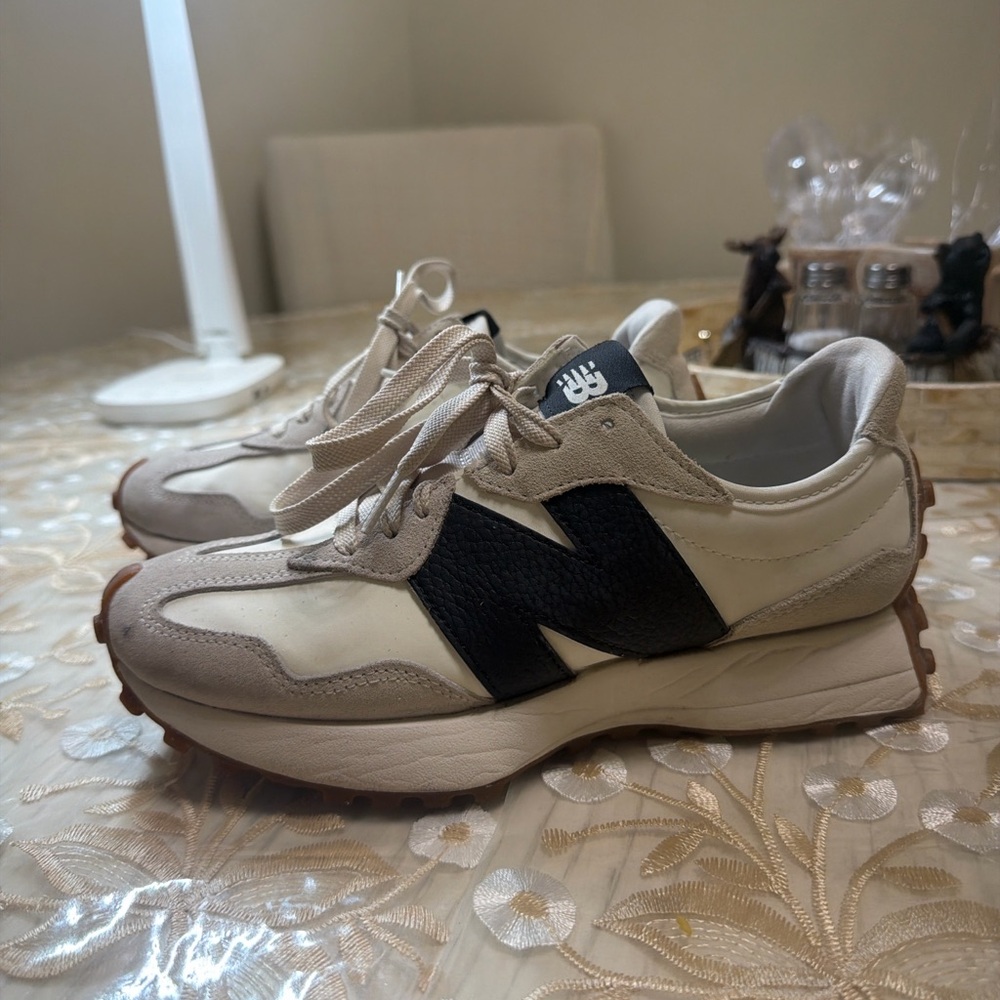 Beige and Black Sneakers